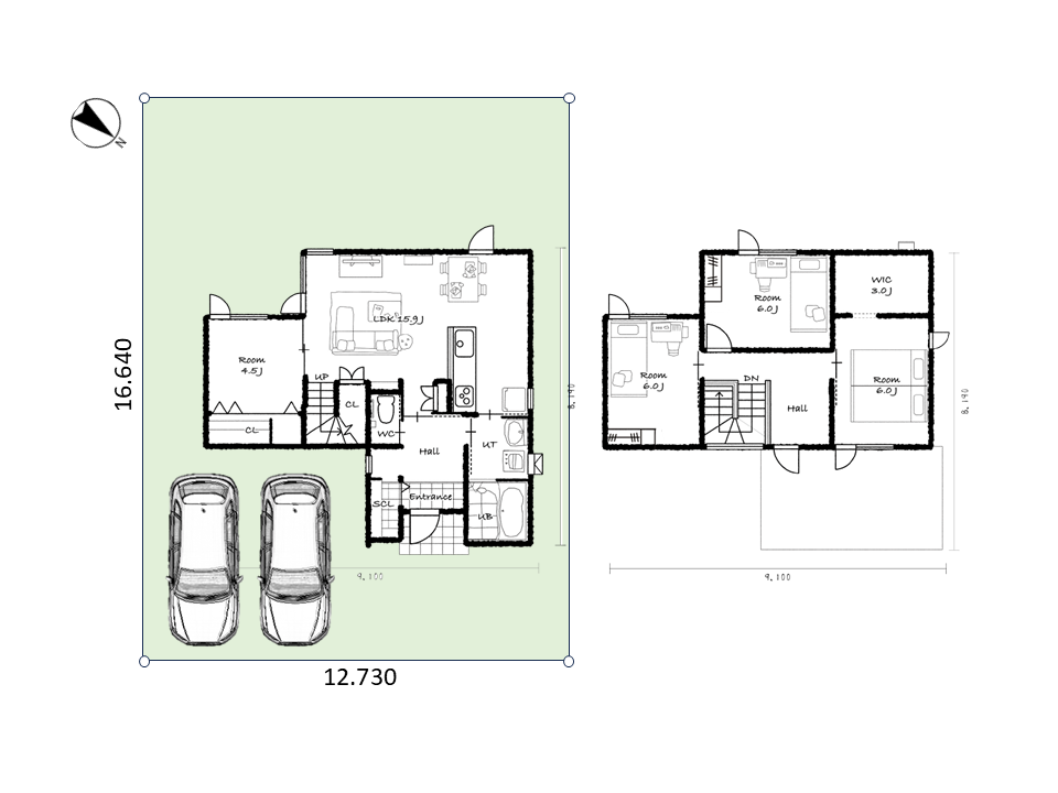 車2台停められます。