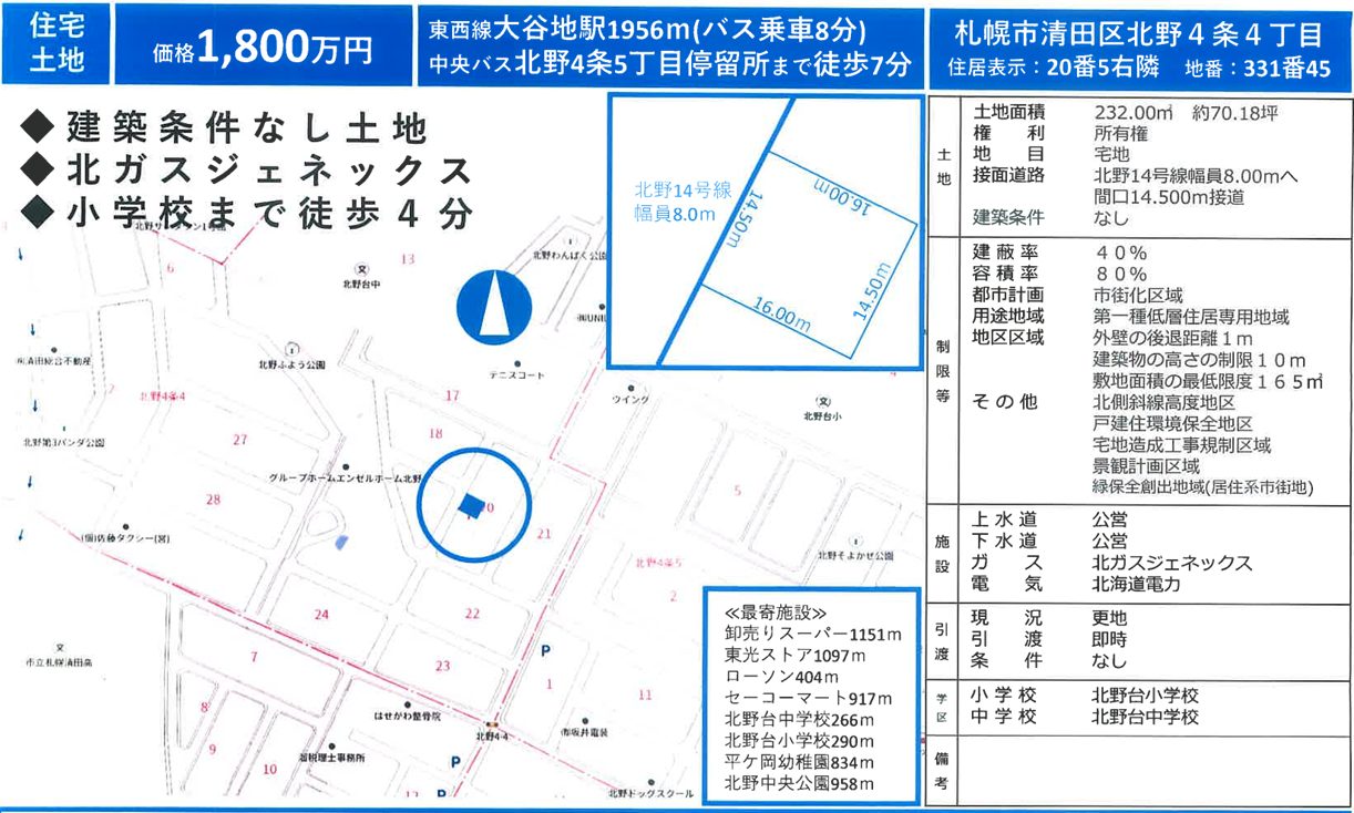 札幌市清田区北野4条4丁目20番5