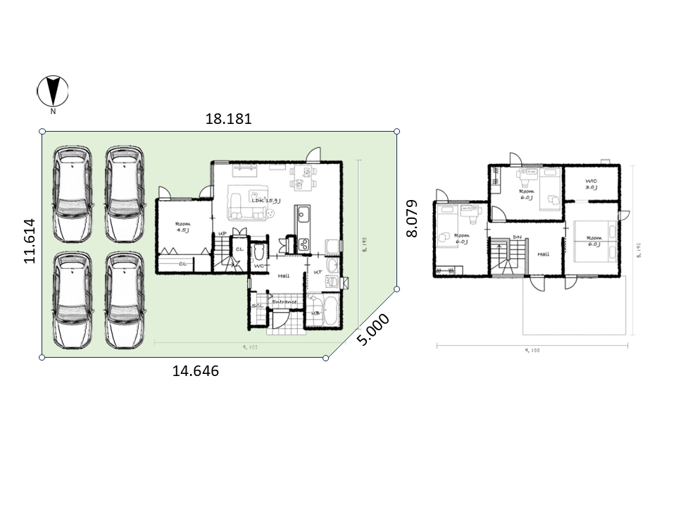 車3台停められます。