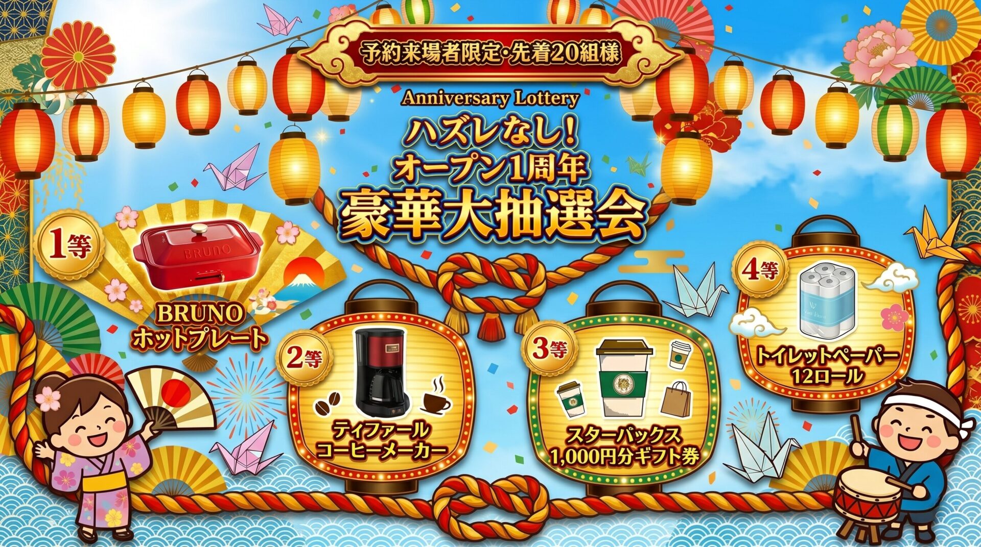 オープン1周年 豪華大抽選会